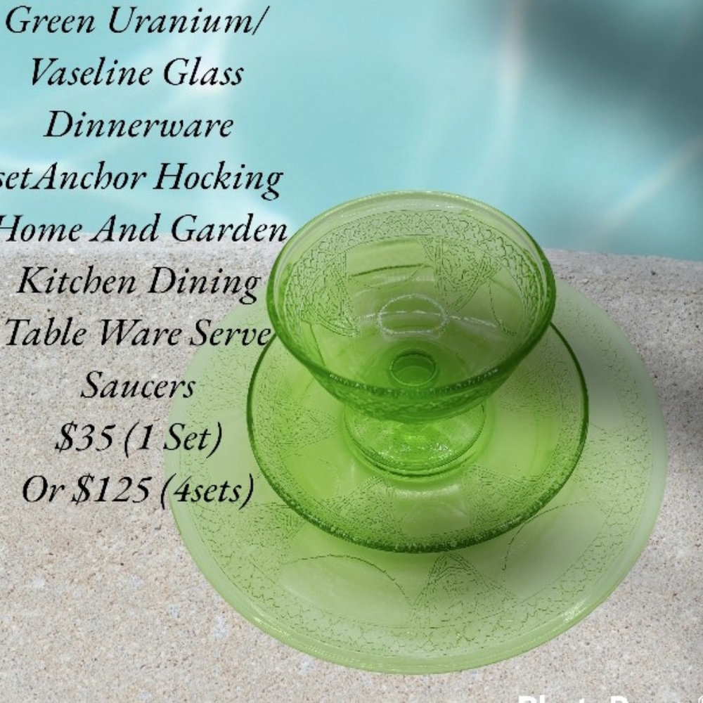 Uranium Vaseline Glass Dinnerware setAnchor Hocking Georgian Green Uranium
